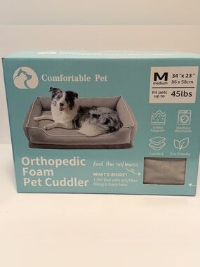 Orthopedic Foam Pet Cuddler - Medium, Gray NWT